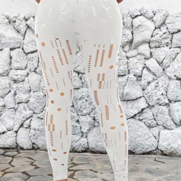 Women's Brand New High-Waisted Holey Full-Length Leggings & Are High-Waisted - Picture 4 of 6